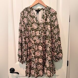 NWT SANCTUARY Dress Ladies XS Beautiful Pink Green Fall LW Flowy BOHO Chic Lined